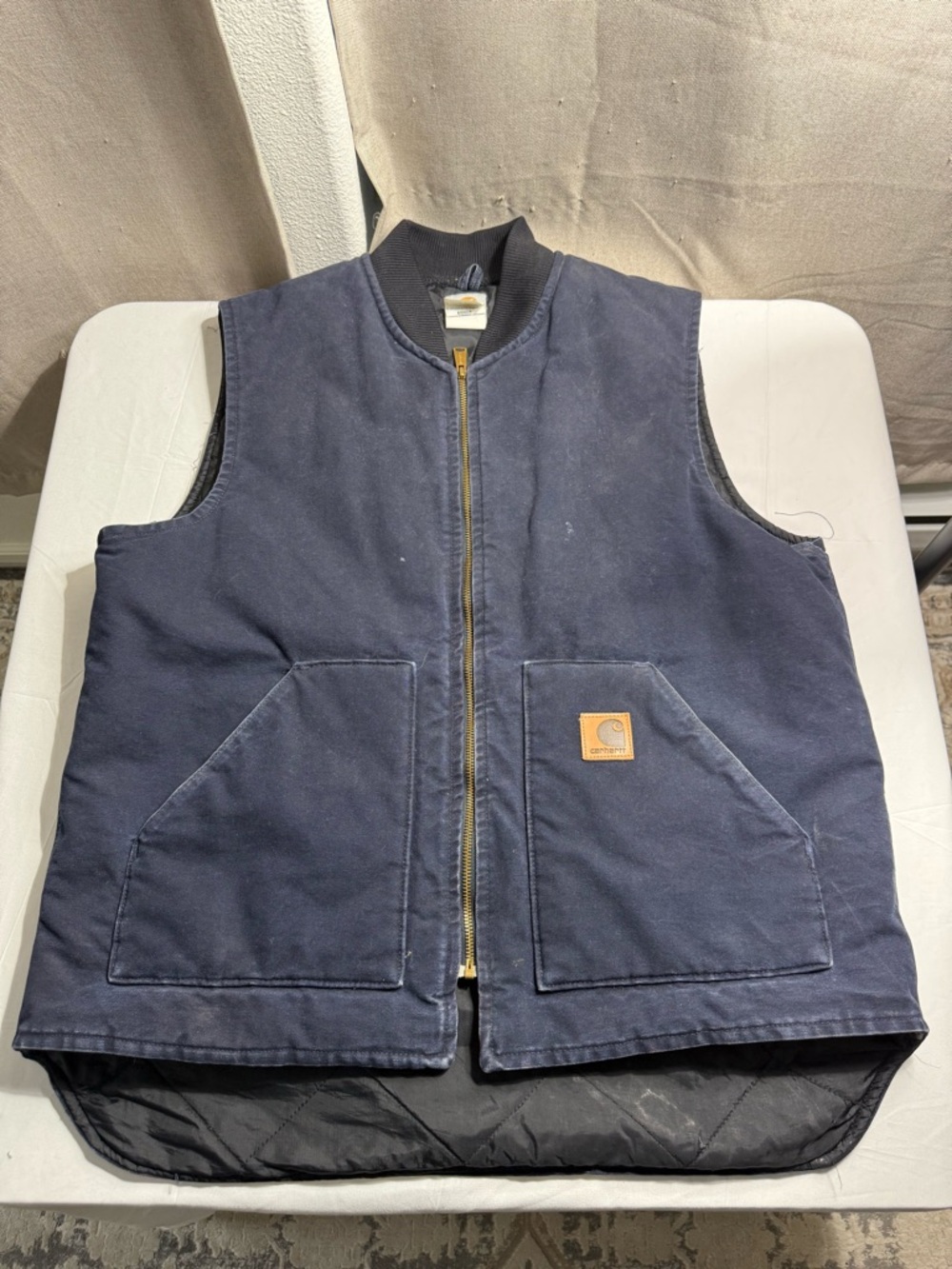 Carhartt Vintage USA Made V02 MDT Faded Blue Work Wear Vest X-Large Tall